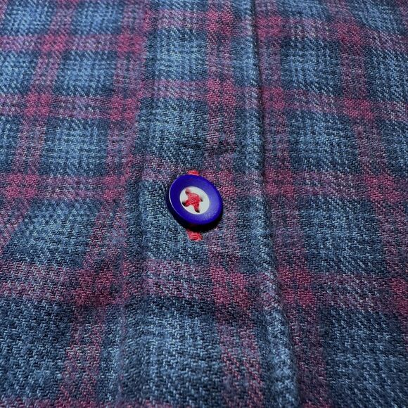 Lambretta Carnaby St MOD Hipster Flannel Shirt in Blue Burgundy Tartan Plaid - Picture 6 of 8